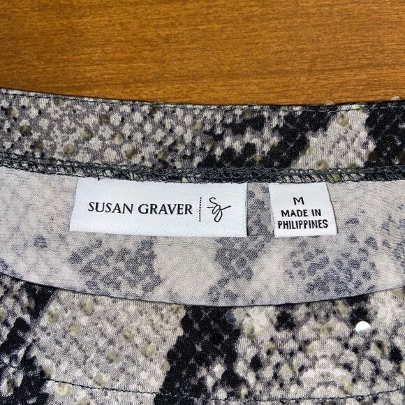 3/4 sleeve snakeskin pattern oversized blouse - Picture 3 of 4